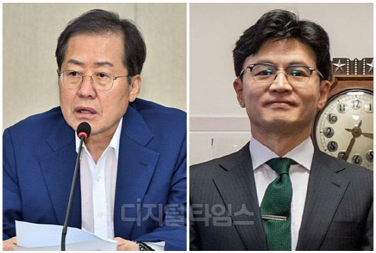 홍준표(왼쪽) 대구시장과 한동훈 국민의힘 당대표 후보. <디지털타임스 DB>